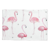 Roze Flamingo's Grijze Polka Dots Chic Minimal Cus Kussensloop (Achterkant)
