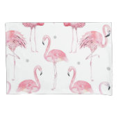 Roze Flamingo's Grijze Polka Dots Chic Minimal Cus Kussensloop (Voorkant)