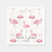 Roze Flamingo's Grijze Polka Dots Chic Patroon Par Servetten (Voorkant)