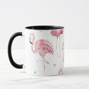 Roze Flamingo's Grijze Stippen Chic Patroon Mok