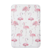 Roze Flamingo's Grijze Stippen Chic Tropisch Badmat (Voorkant Verticaal)
