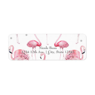 Roze Flamingo's Grijze Stippen Chic Uitnodiging Etiket