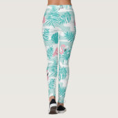 Roze flamingo's, groene palmbladeren, tropisch. leggings (Achterkant)