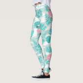 Roze flamingo's, groene palmbladeren, tropisch. leggings (Links)