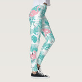 Roze flamingo's, groene palmbladeren, tropisch. leggings (Rechts)