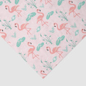 Roze Flamingo's Groene Palmbladeren Tropisch Tissuepapier (Detail)