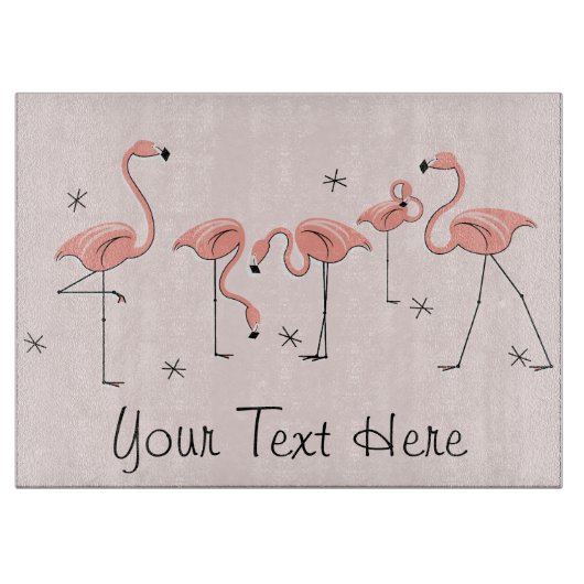 Roze flamingo's Groepstekst Snijplank (Voorkant)
