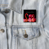 Roze Flamingo's, Groeten uit Florida Vierkante Button 5,1 Cm (In situ)