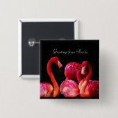 Roze Flamingo's, Groeten uit Florida Vierkante Button 5,1 Cm (Voorkant /achterkant)