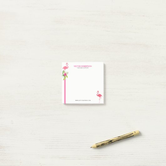 Roze Flamingo's & Hibiscus Boeket. Post-it® Notes (Op bureau)