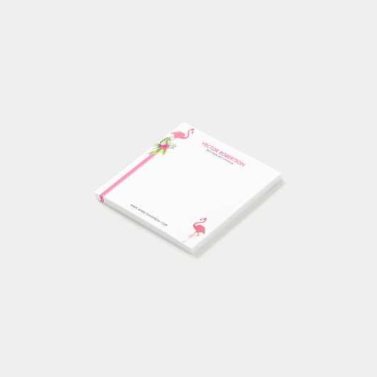 Roze Flamingo's & Hibiscus Boeket. Post-it® Notes (Schuin)