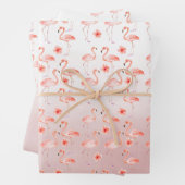 Roze flamingos Hibiscus Floral Inpakpapier Vel (In situ)