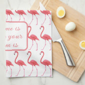 Roze flamingos houden van je keukenhanddoek (Quarter Fold)