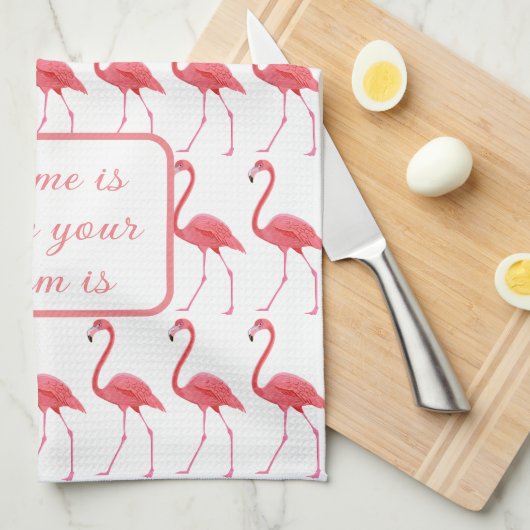 Roze flamingos houden van je keukenhanddoek (Quarter Fold)