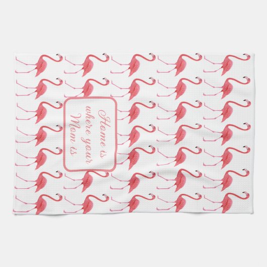 Roze flamingos houden van je keukenhanddoek (Horizontaal)