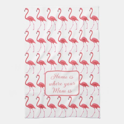 Roze flamingos houden van je keukenhanddoek (Verticaal)