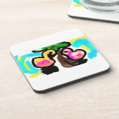 Roze flamingo's Huwelijk Bier Onderzetter (Linkerzijde)