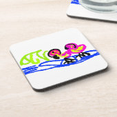 Roze flamingo's huwelijks zomerpret bier onderzetter (Linkerzijde)