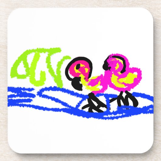 Roze flamingo's huwelijks zomerpret bier onderzetter (Voorkant)