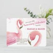 Roze Flamingo's Huwelijksjubileum Uitnodiging (Staand voorkant)