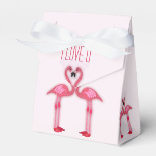 roze flamingo's - I love u - gunstbox Bedankdoosjes