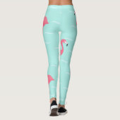 Roze flamingo's in blauw zee leggings (Achterkant)