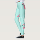 Roze flamingo's in blauw zee leggings (Links)