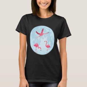 Roze flamingos in een volle gloeiende beweging die t-shirt