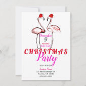 Roze flamingo's in kerstfeest met kerstmutsen kaart (Voorkant)