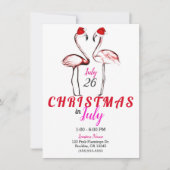 Roze Flamingo's in Kerstmannenhoeden Kerstmis in J Kaart (Voorkant)