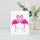 Roze flamingos in liefde briefkaart (Staand voorkant)