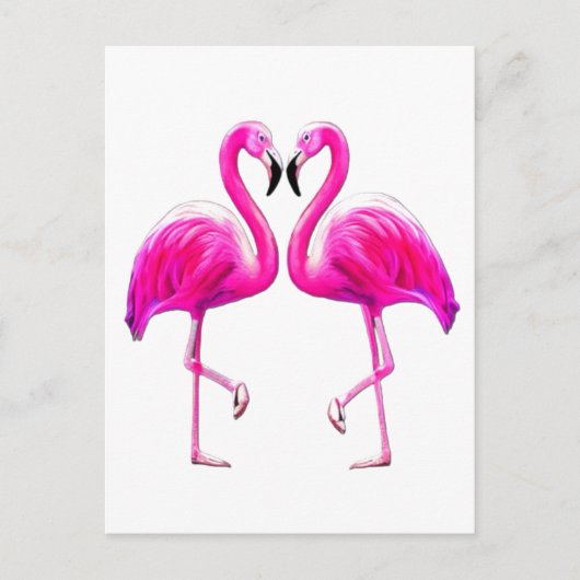 Roze flamingos in liefde briefkaart (Voorkant)