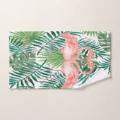 Roze flamingos in liefde, hart, palmbladeren bad handdoek (Handdoek)