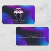 roze flamingo's in liefde, harten holografisch visitekaartje (Voorkant / Achterkant)