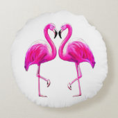 Roze flamingos in liefde rond kussen (Achterkant)