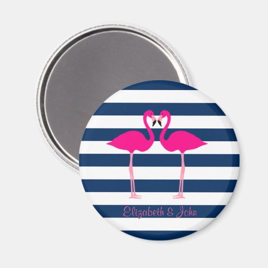 Roze flamingos in liefde, speciaal gepersonaliseer magneet (Voorkant / Achterkant)