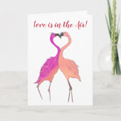 Roze Flamingo's in Liefdeshart Kleurrijk Valentijn Feestdagen Kaart (Voorkant)