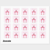 roze flamingos in liefdespapierwinkel vierkante sticker (Vel)