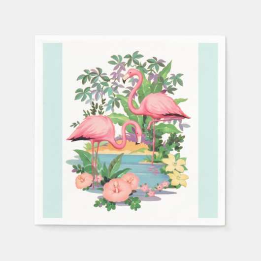 Roze Flamingo's in Paradise Papieren servetten (Voorkant)