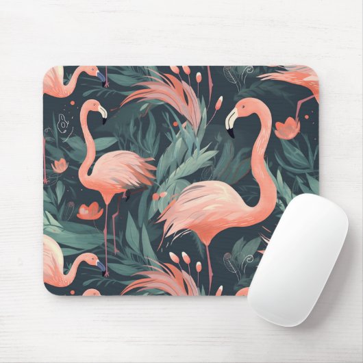 Roze flamingo's in varens muismat (Met muis)