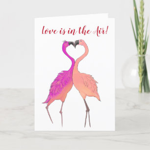 Roze Flamingo's in Verliefd Hart Kleurrijk Valenti Feestdagen Kaart