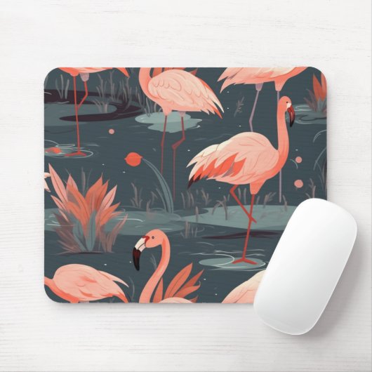 Roze flamingo's in water muismat (Met muis)