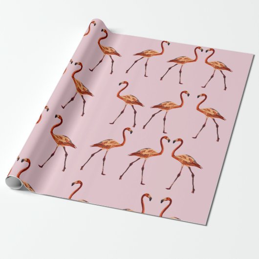 Roze Flamingo's Inpakpapier (Uitgerold)