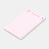 Roze flamingo's & kalligrafie op licht roze goud post-it® notes (Schuin)
