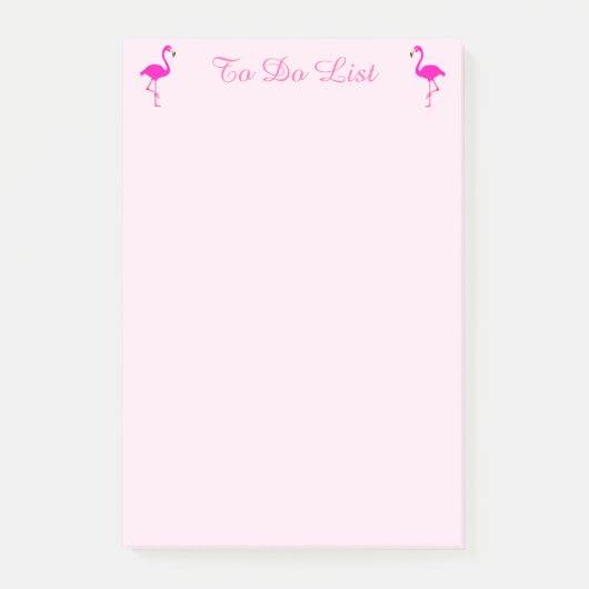 Roze flamingo's & kalligrafie op licht roze goud post-it® notes (Voorkant)