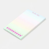 Roze flamingo's & kalligrafie op pasteltinten post-it® notes (Schuin)