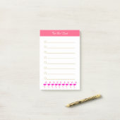 Roze flamingo's & kalligrafie op wit gelinieerd post-it® notes (Op bureau)