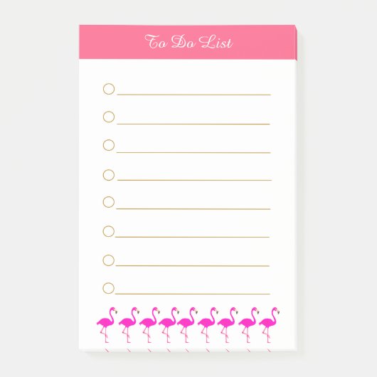 Roze flamingo's & kalligrafie op wit gelinieerd post-it® notes (Voorkant)