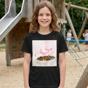 Roze Flamingo's Kameraden in Aquarel Kunst T-shirt