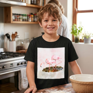 Roze Flamingo's Kameraden in Aquarel Kunst T-shirt